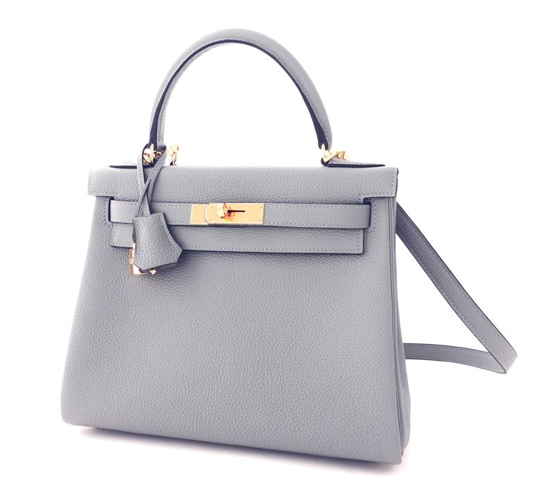 Hermes Gris Mouette New Grey 28cm Togo Kelly Bag Gold Hardware Superb ...