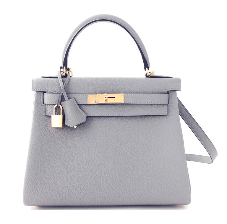 Fashion Hermes CK18 Etoupe Grey Togo Calfskin Bolide Bag27CM Silver  Hardware — Hermes Crocodil…