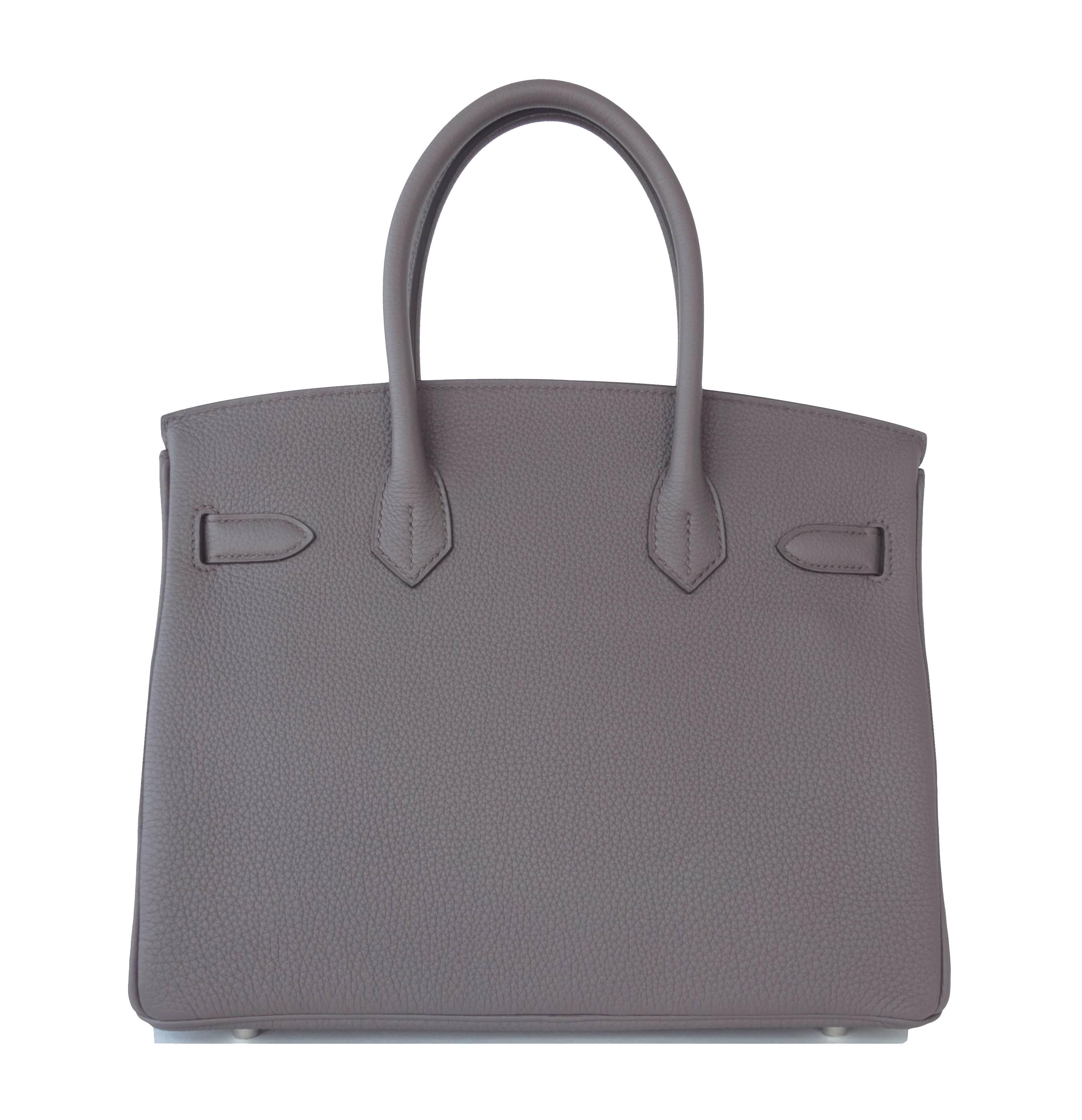 Women's Hermes Etain Togo 30cm Birkin Tin Grey Palladium Hardware 2016 X Stamp