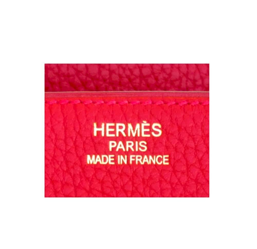 Hermes Rouge Casaque Clemence Lipstick Red 35cm Birkin Gold Hardware  3
