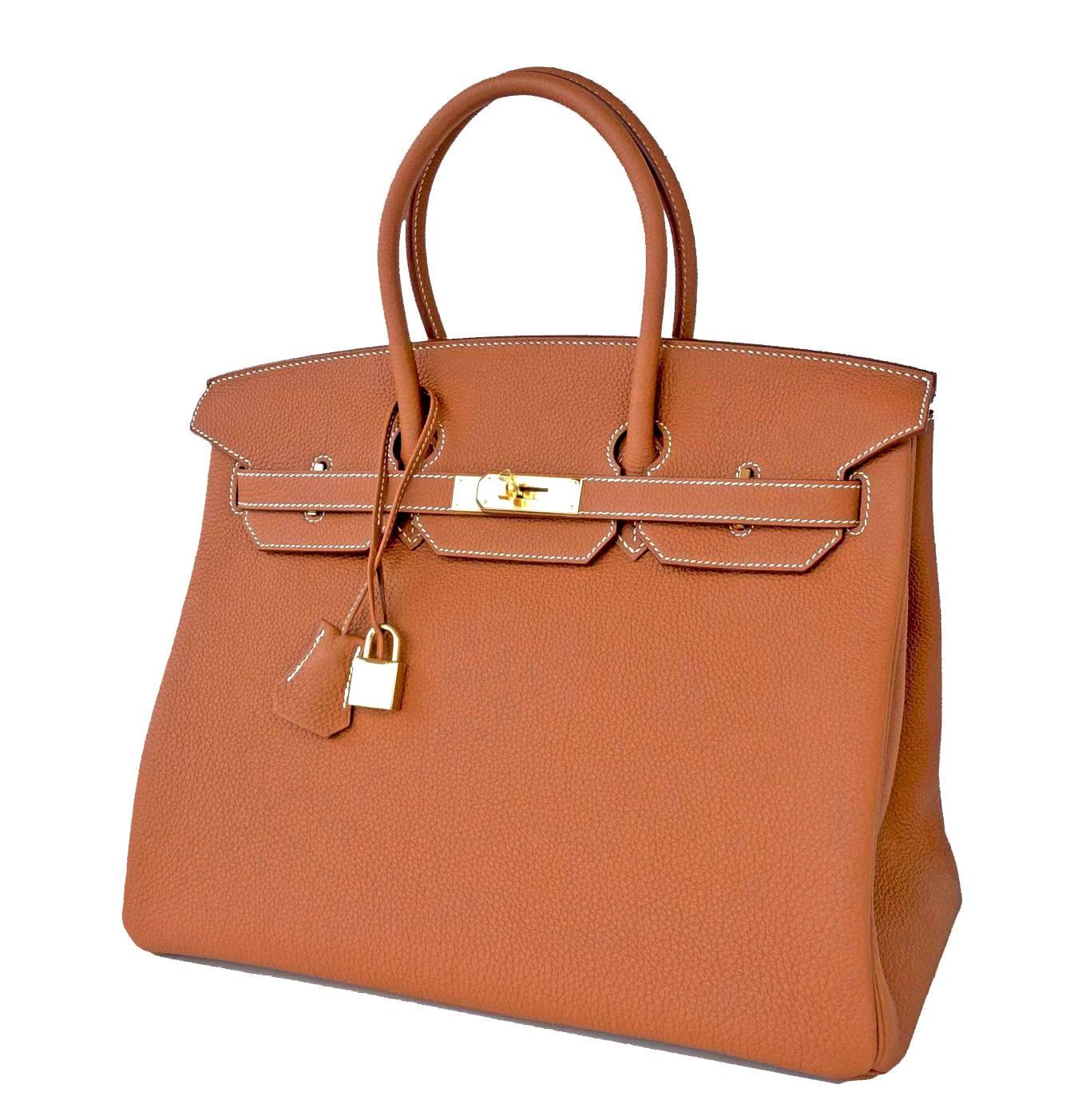Hermes Gold Togo 35cm Birkin Camel Tan Gold Hardware Iconic X Stamp In New Condition In New York, NY
