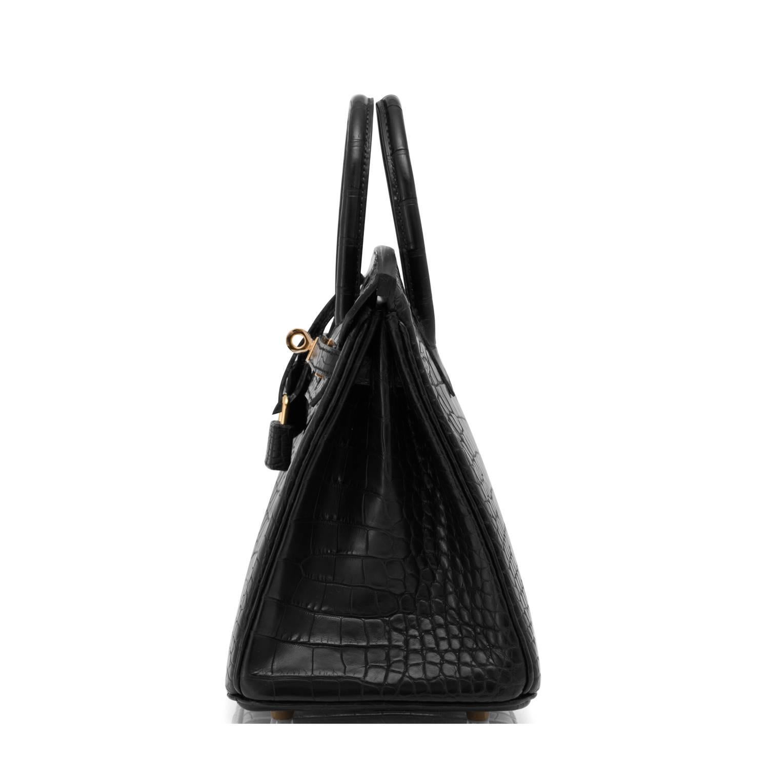 Fashionista Hermes Black Matte Alligator 25cm Baby Birkin Bag Gold Hardware 1