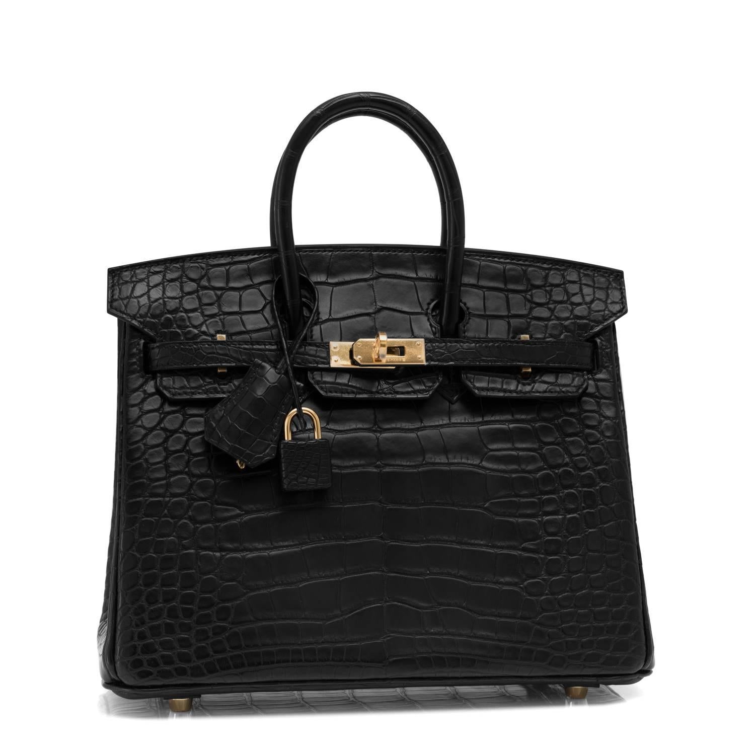 Fashionista Hermes Black Matte Alligator Baby Birkin 25cm Gold Hardware 
Brand New in Box.  Store Fresh. Pristine Condition (with plastic on hardware)
Just purchased from Hermes store; bag bears new interior X stamp.
Perfect gift! Comes full set