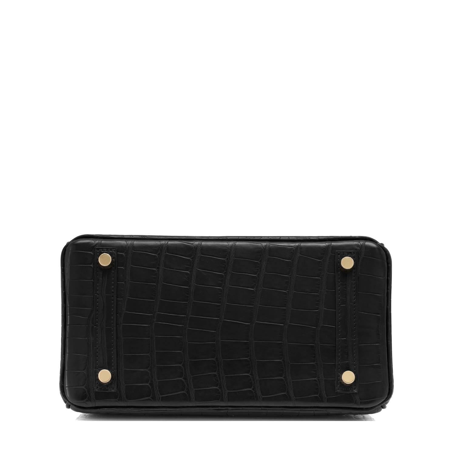 Fashionista Hermes Black Matte Alligator 25cm Baby Birkin Bag Gold Hardware 2