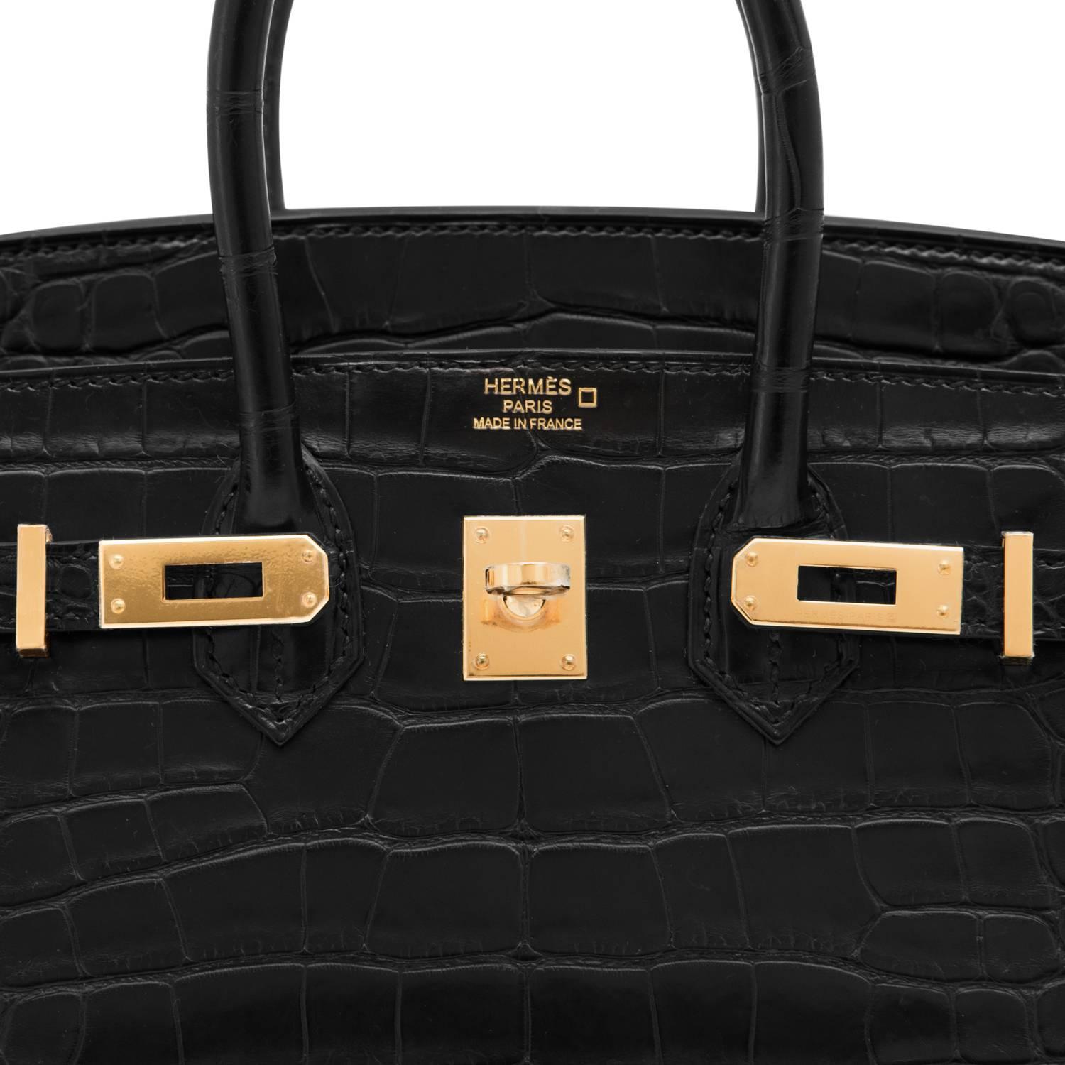 Fashionista Hermes Black Matte Alligator 25cm Baby Birkin Bag Gold Hardware 4