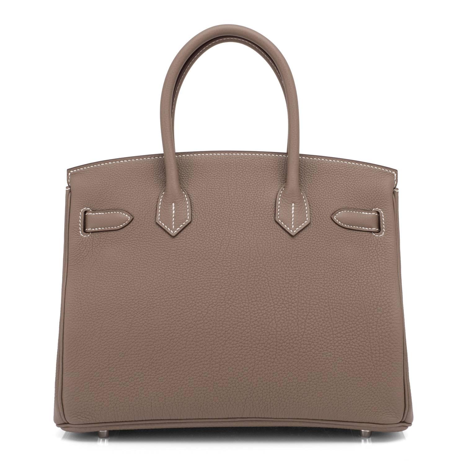 Women's Hermes Etoupe 30cm Togo Birkin Taupe Bag Palladium Hardware Sporty Chic