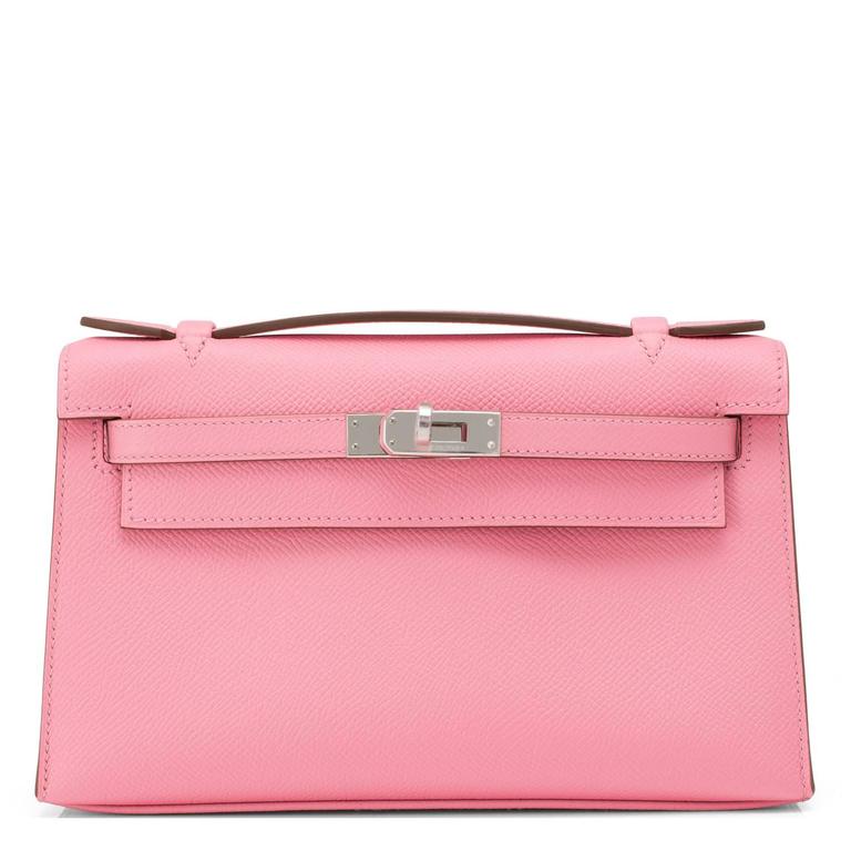 Hermes Kelly Pochette Rose Azalee Epsom Gold Hardware