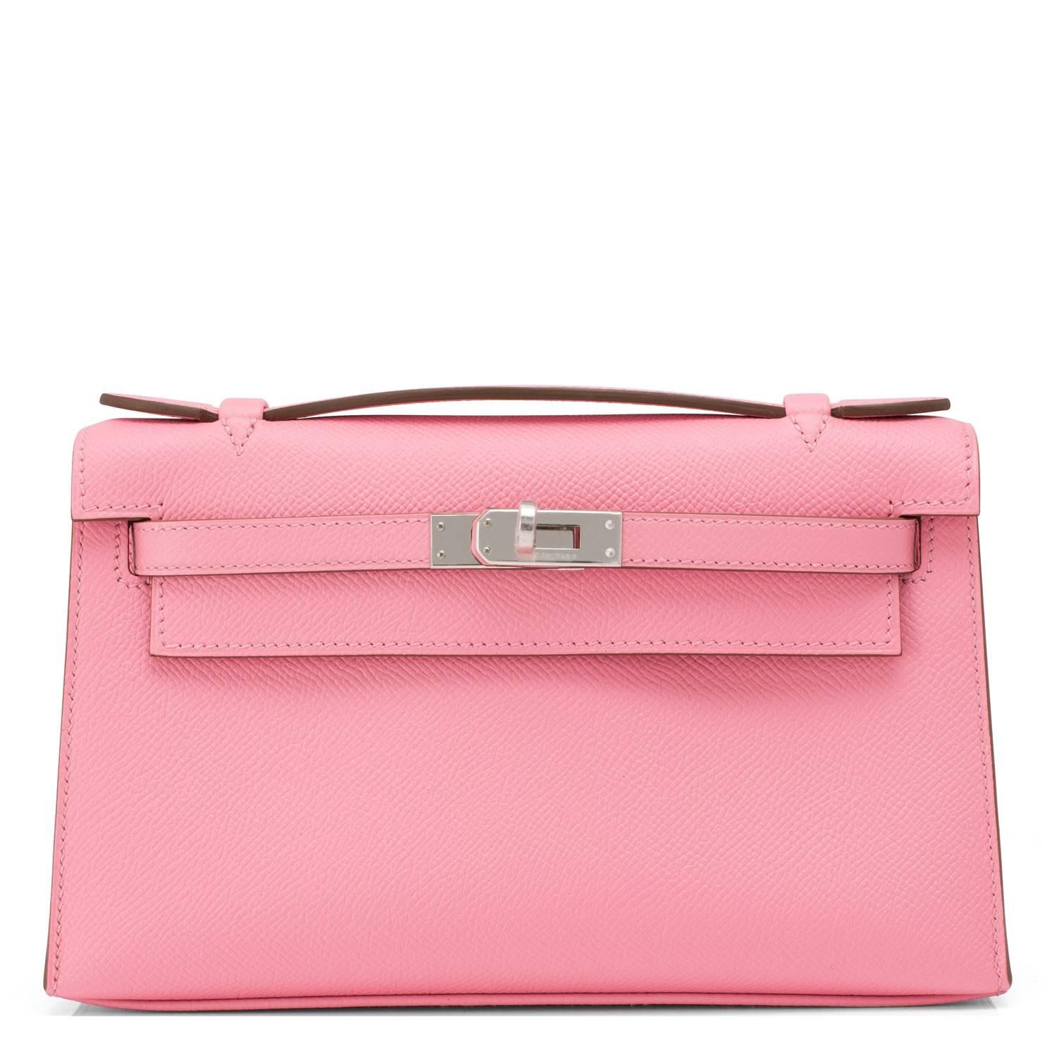 Hermes Rose Confetti Epsom Pink Pochette Cut Clutch Kelly Bag   1