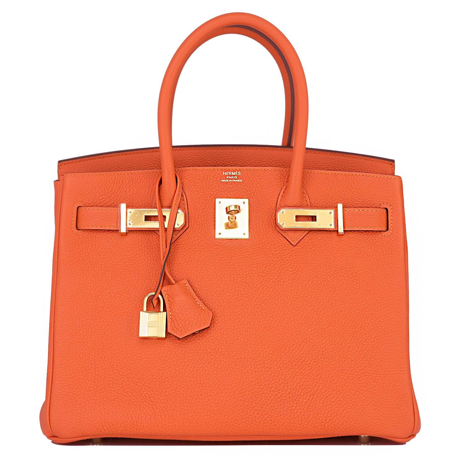 Hermes Feu Orange 30cm Togo Birkin Bag Gold Hardware Spring! 2
