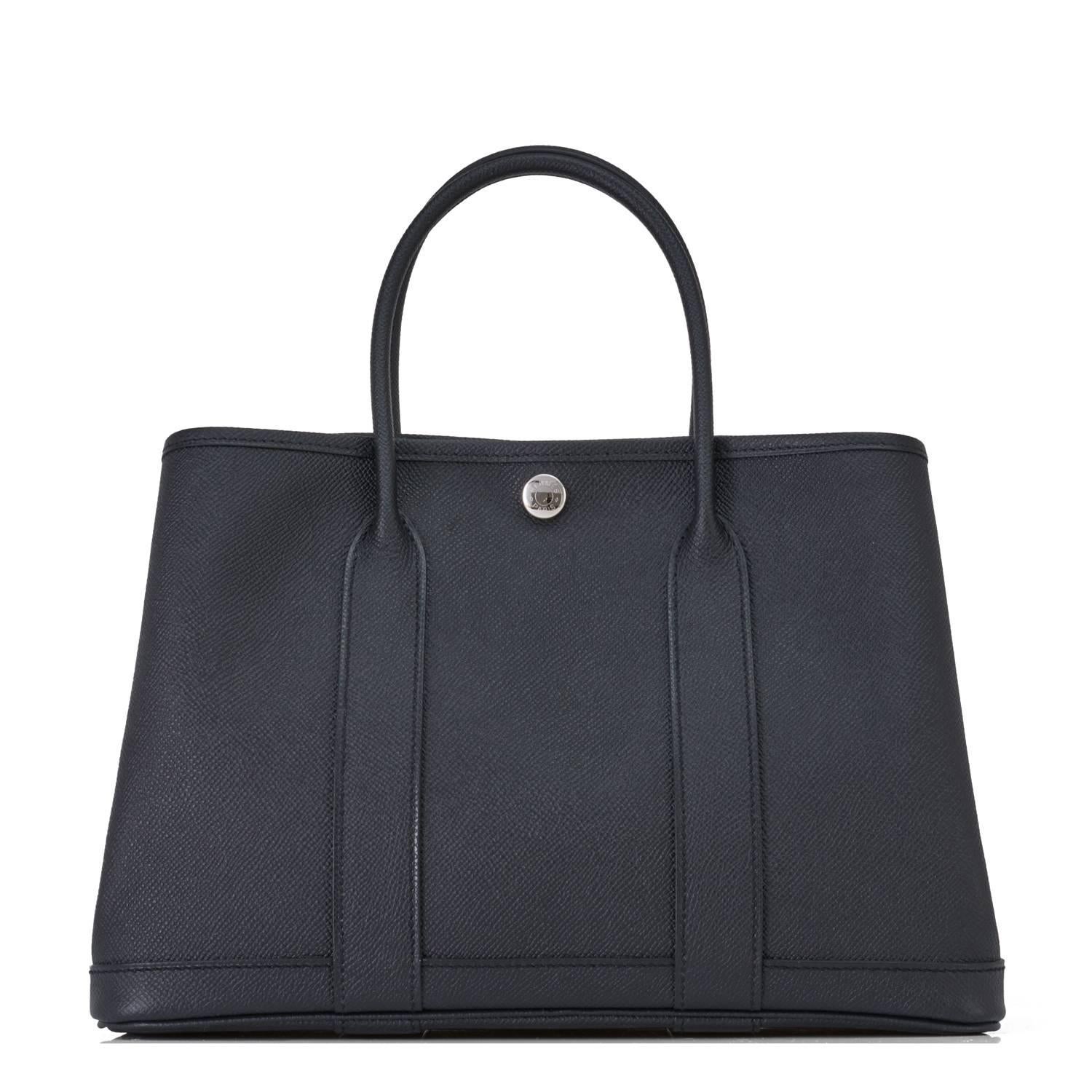 Hermes Black TPM Garden Party  Epsom Satchel Bag In New Condition For Sale In New York, NY