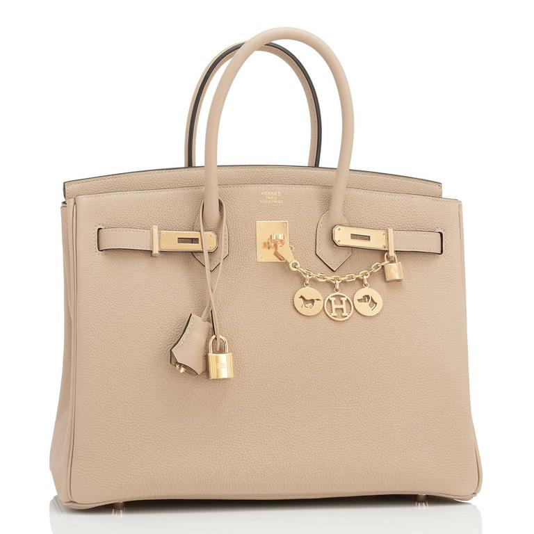 Hermes Trench 35cm Togo Beige Gold Hardware Birkin Bag For Sale at 1stdibs