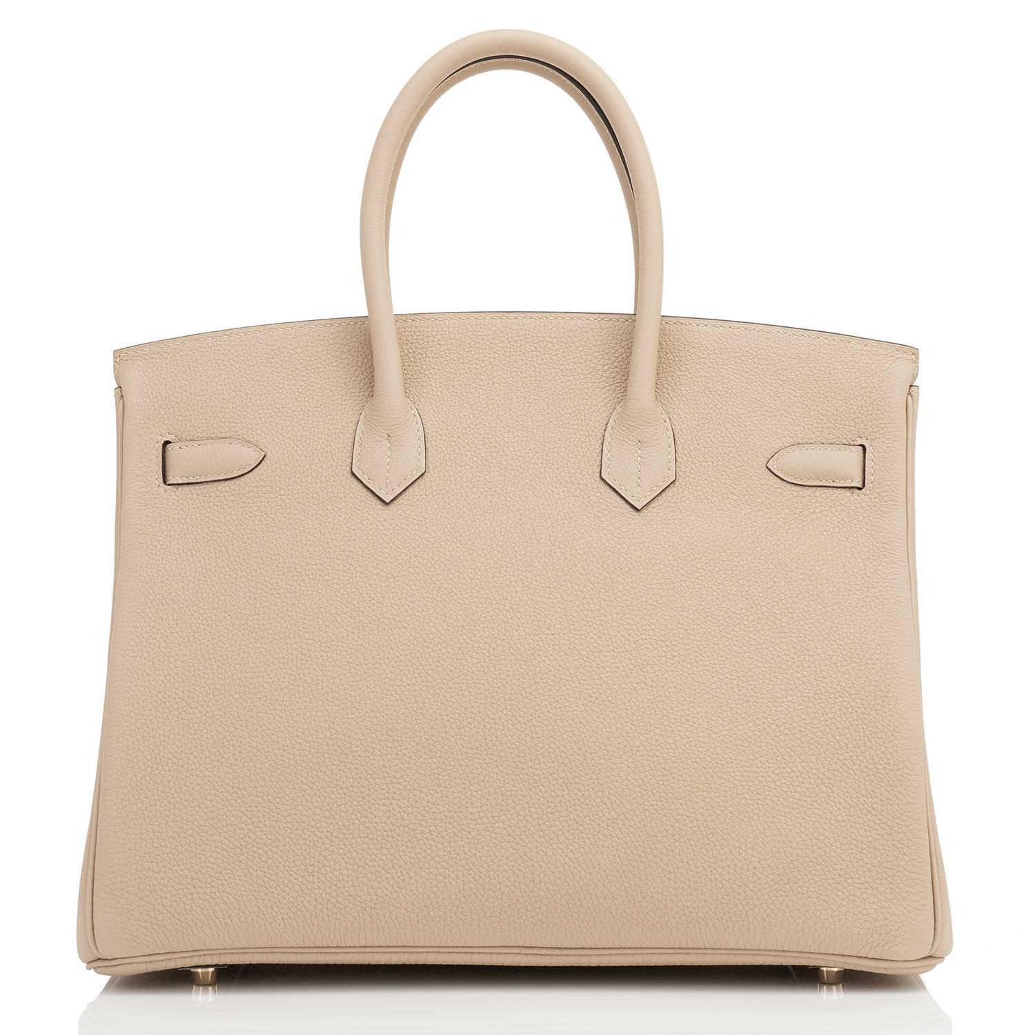 Hermes Trench 35cm Togo Beige Gold Hardware Birkin Bag In New Condition In New York, NY