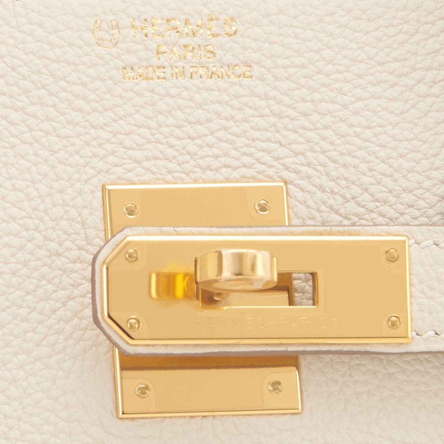 Hermes Craie 35cm Togo Birkin Gold Hardware Chalk Off White HSS Horseshoe Stamp 4