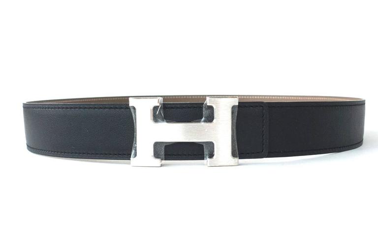 HERMES Swift Epsom 24mm Mini H Belt 85 34 Etoupe White 1282784