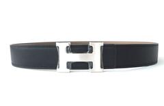 Hermes Etoupe Black 85cm Epsom Swift H Silver Buckle Constance Belt Kit Classic