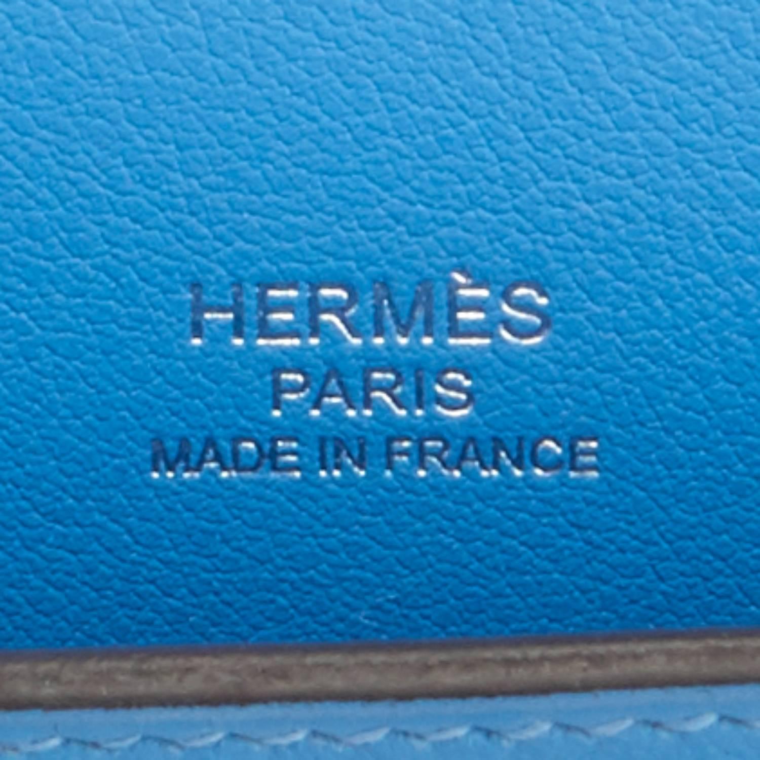 Women's or Men's Hermes Blue Paradise Kelly Cut Swift Palladium Pochette Clutch Bag 