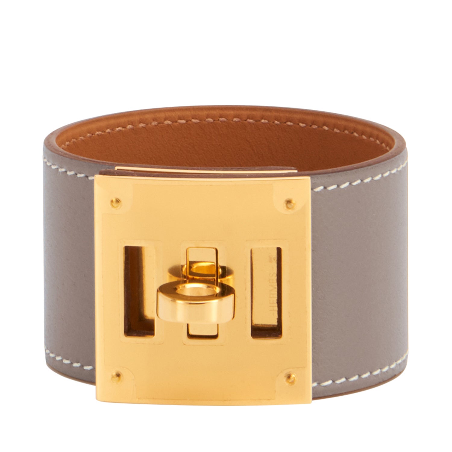Hermes Etoupe Swift Kelly Dog Leather Cuff Bracelet with Gold Hardware at  1stDibs | hermes swift bracelet, hermes leather cuff bracelet, hermes  etoupe bracelet