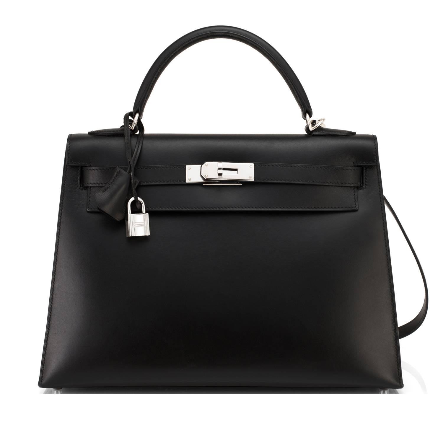 Hermes Black Box Kelly 32cm Shoulder Bag Palladium Hardware  2