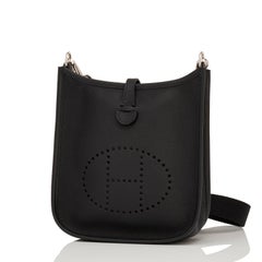 Hermes Black Evelyne TPM Shoulder Cross Body Messenger Mini Bag