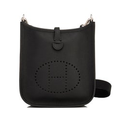 Hermes Black Evelyne TPM Shoulder Cross Body Messenger Mini Bag