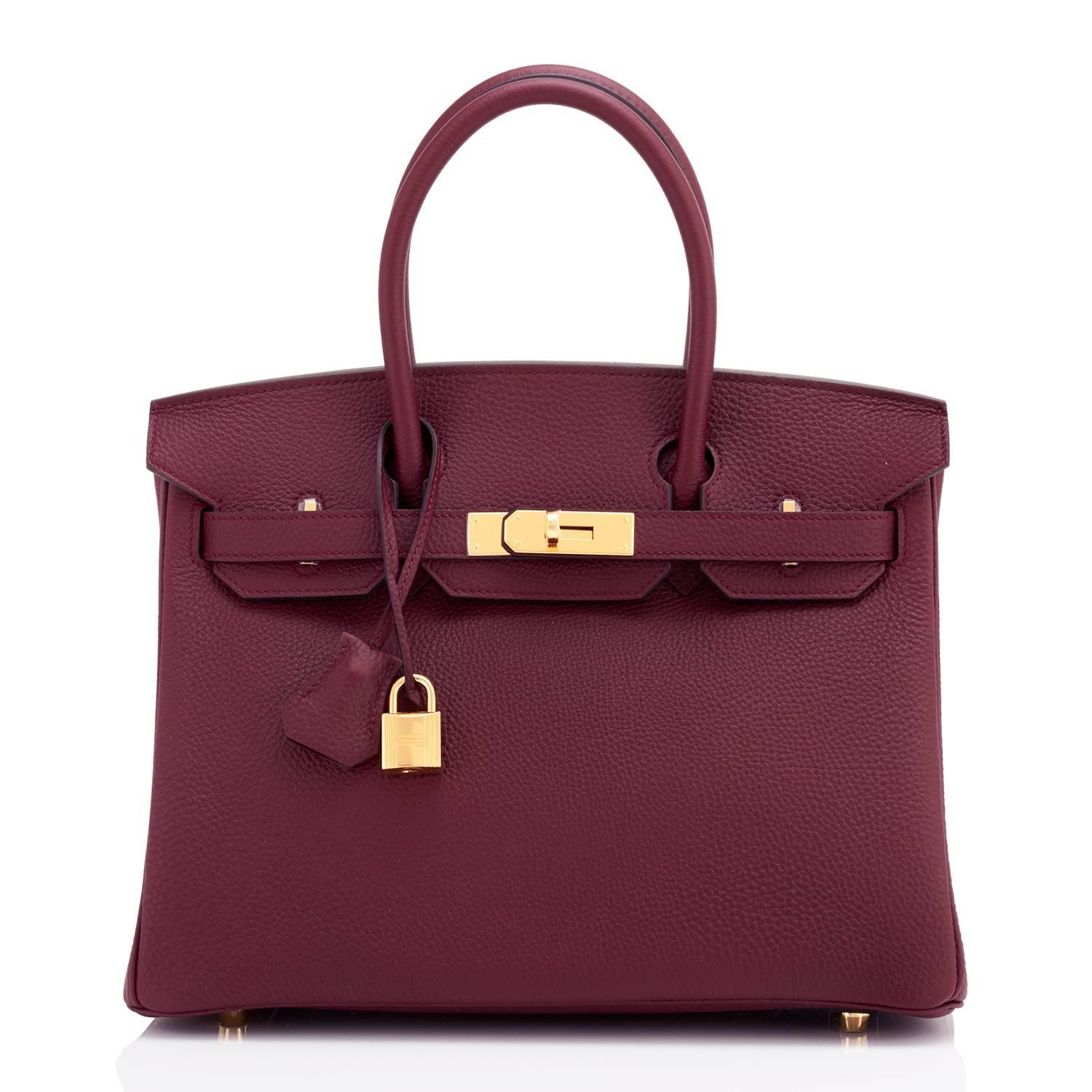 Hermes Bordeaux 30cm Birkin Togo Gold Hardware Weinrot A Stempel (Schwarz)