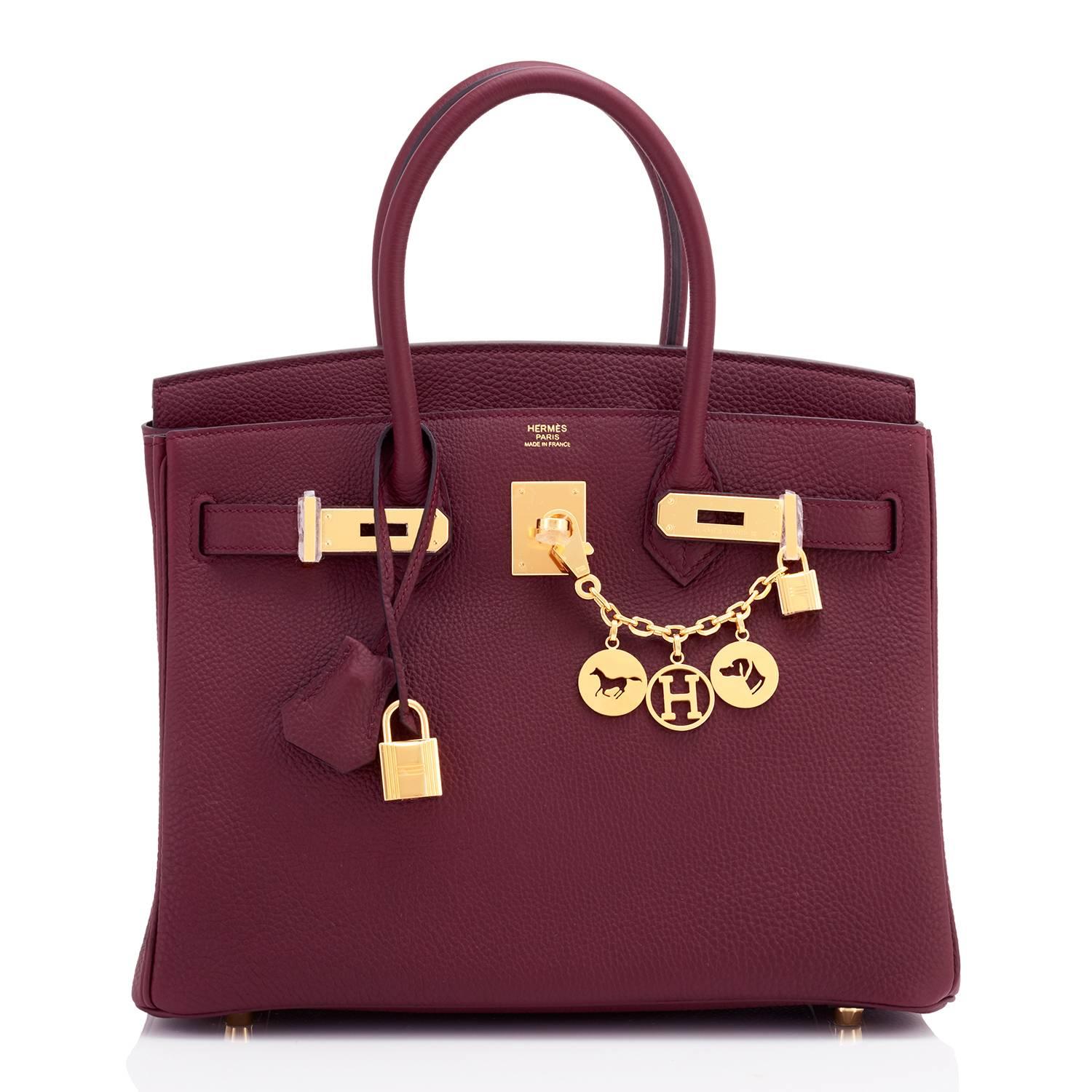 Hermes Bordeaux 30cm Birkin Togo Gold Hardware Weinrot A Stempel im Zustand „Neu“ in New York, NY