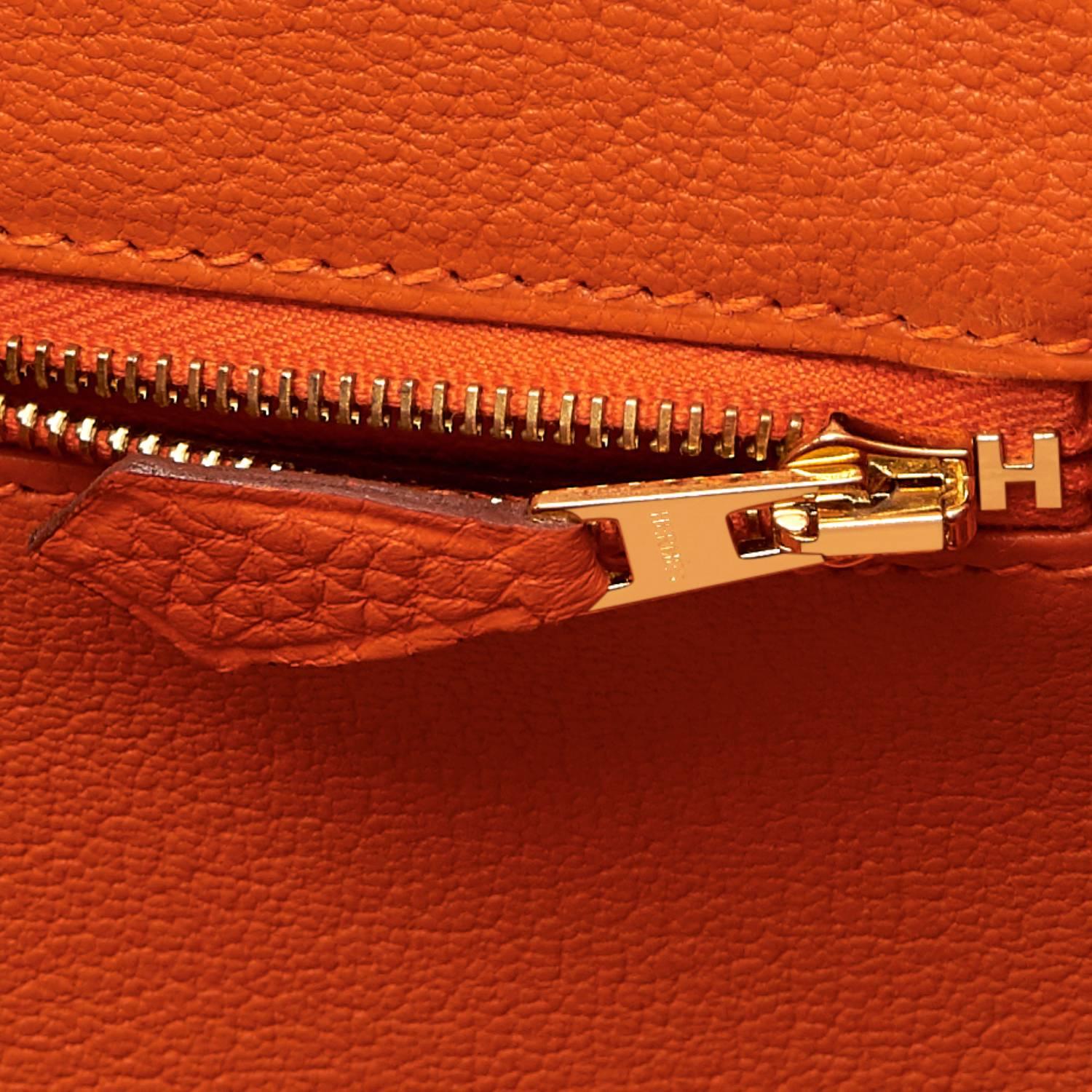 Hermes Classic Orange Togo 35cm Birkin Bag Gold Hardware Very Rare 4