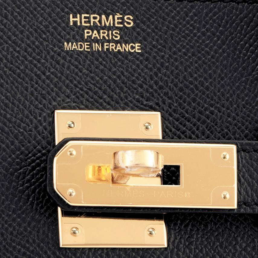 Hermes Birkin 35 Black Gold Hardware Epsom Bag A Stamp 4