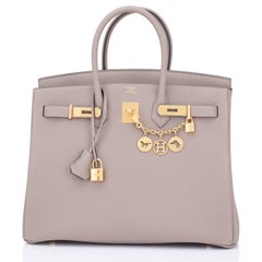 Hermes 35 Gris Asphalte Dove Grey Togo Gold Hardware Birkin Bag