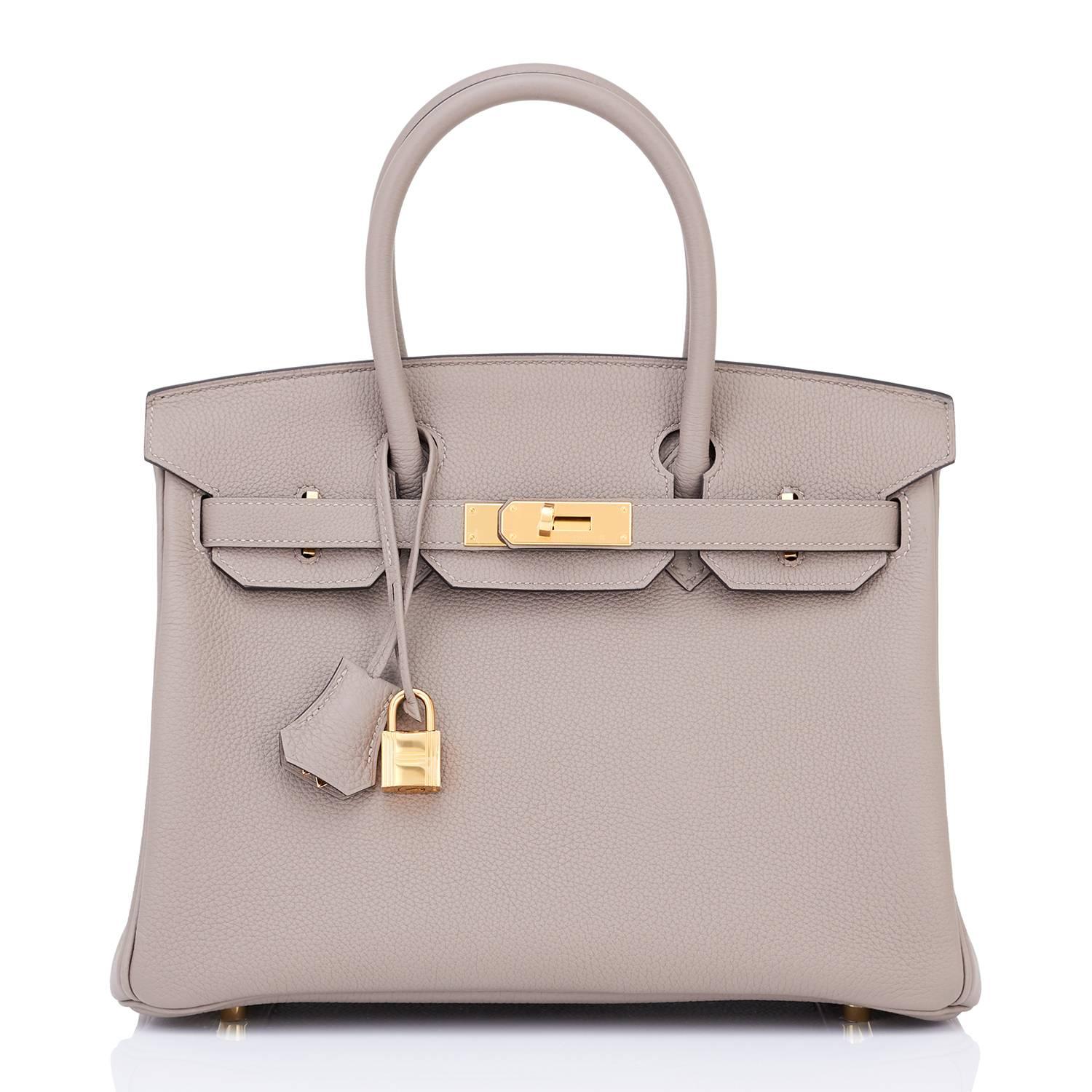 Hermes 30 Gris Asphalte Dove Grey Togo Gold Hardware A Stamp Birkin Bag  In New Condition In New York, NY