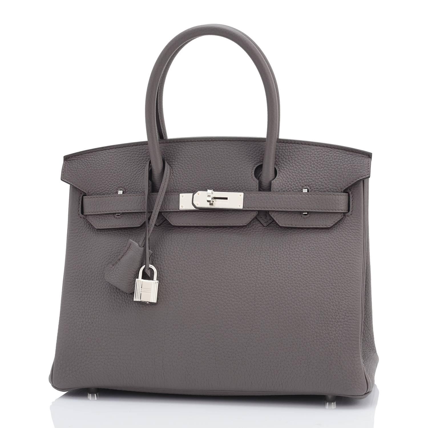 Hermes 30cm Etain Tin Grey Togo Palladium Hardware A Stamp Birkin Satchel  In New Condition In New York, NY