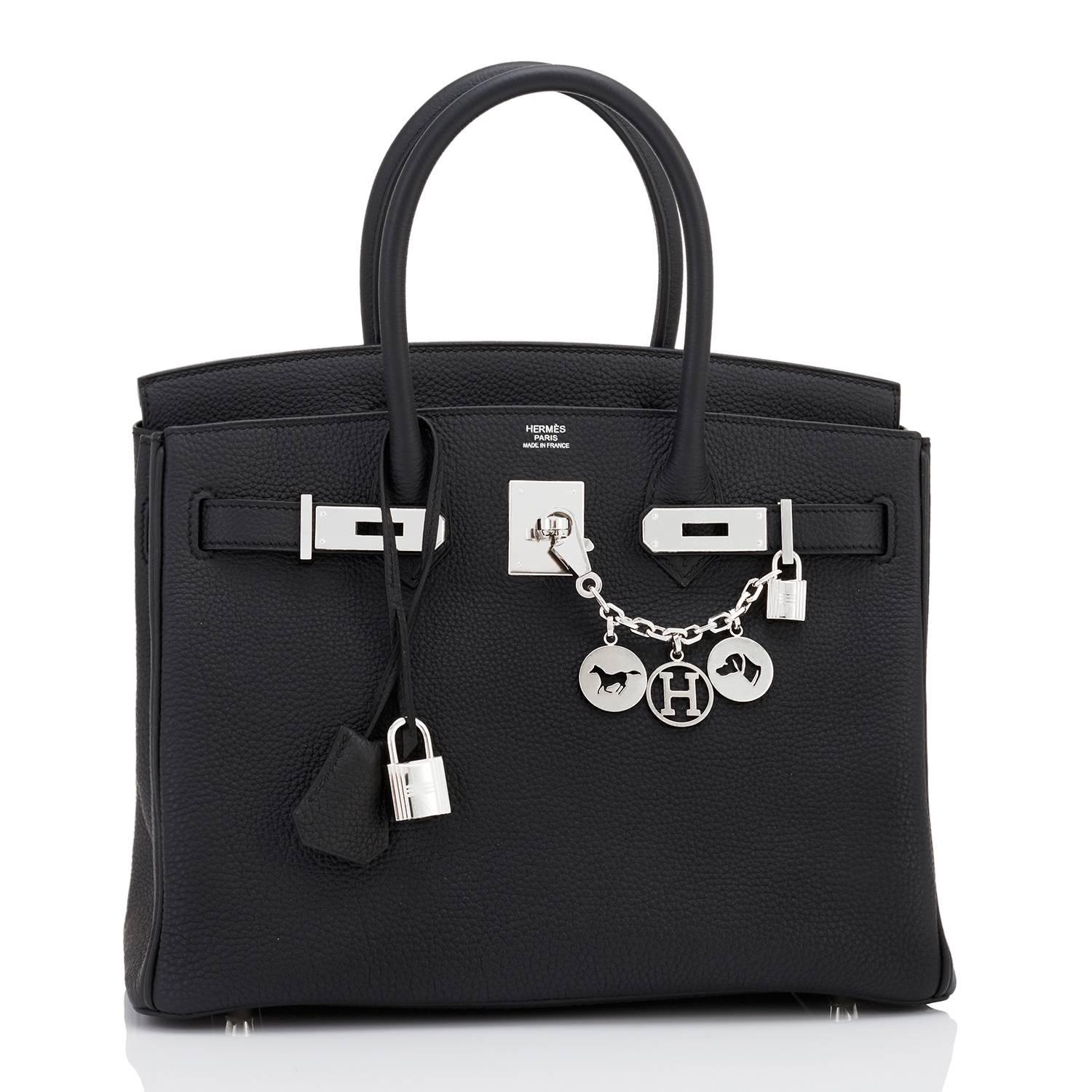 Hermes Black Togo 30cm Birkin Palladium Hardware Leather Bag 
Brand New in Box. Store fresh. Pristine condition (with plastic on hardware)
Just purchased from Hermes store; bag bears new 2017 interior A stamp.
Perfect gift!  Comes with keys, lock,