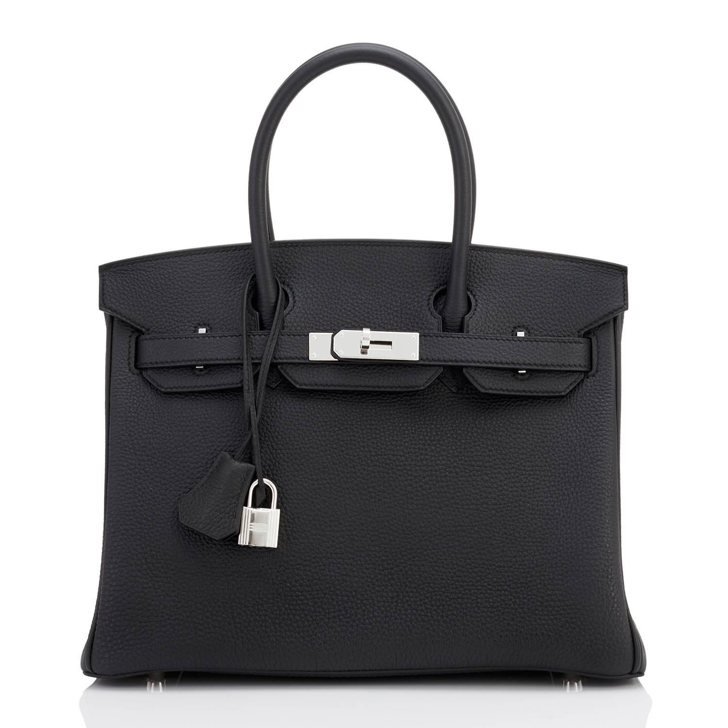 Hermes Black 30cm Togo Palladium Hardware A Stamp Birkin Bag  In New Condition In New York, NY