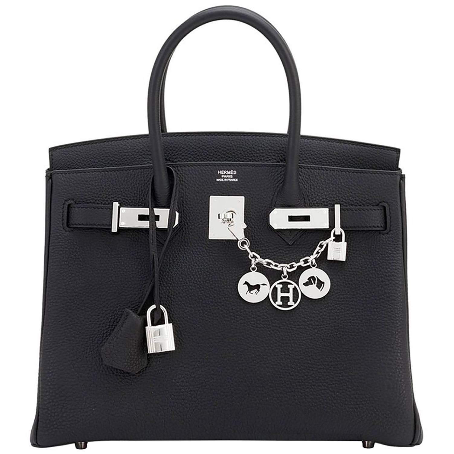 Hermes Black 30cm Togo Palladium Hardware A Stamp Birkin Bag 