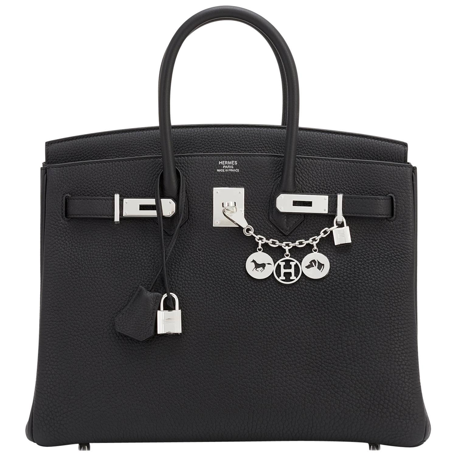 Hermes 35cm Black Togo Palladium Hardware C Stamp Birkin Bag 