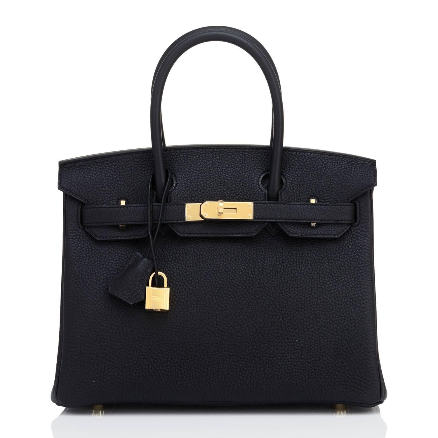 Women's or Men's Hermes Black 30cm Togo Gold Hardware A Stamp Birkin Bag