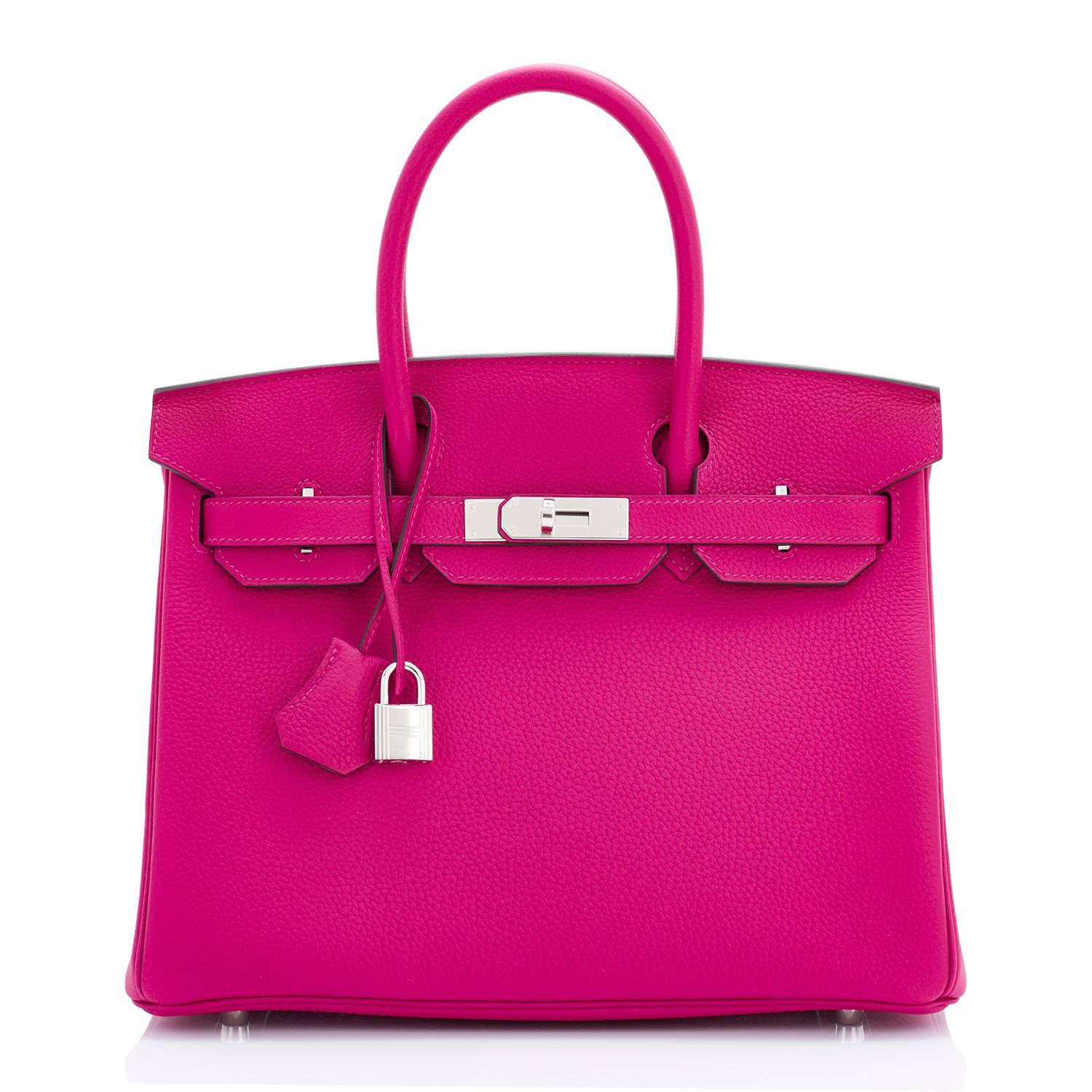 Hermes Rose Pourpre 30cm Rosa Togo Palladium Hardware Birkin Tasche im Zustand „Neu“ in New York, NY