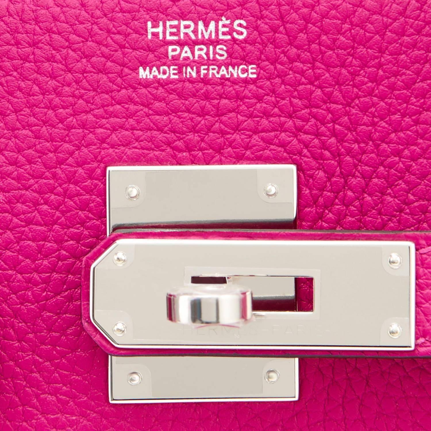 Hermes Rose Pourpre 30cm Rosa Togo Palladium Hardware Birkin Tasche 6