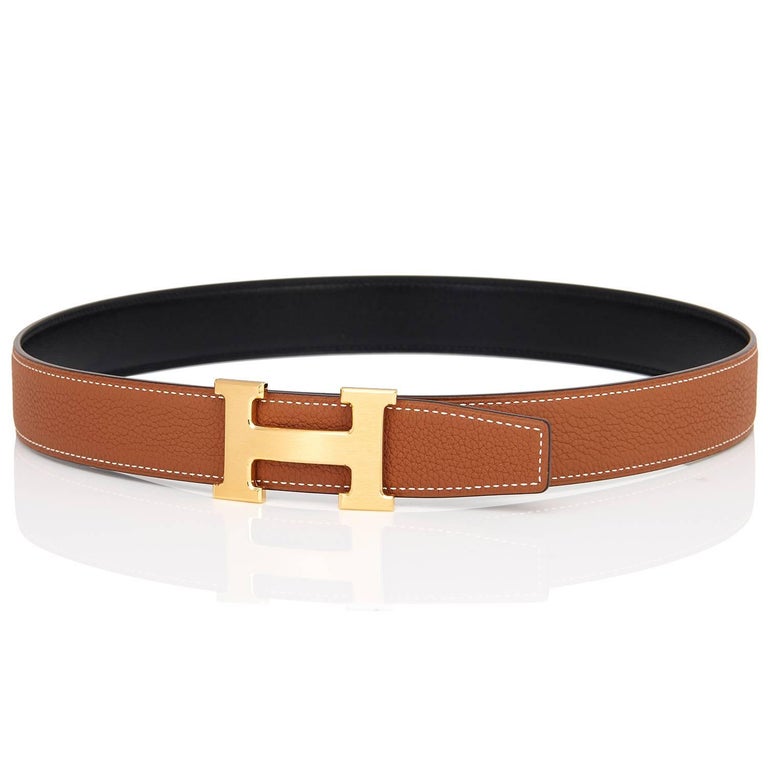 Hermes Belt Kit 85cm Gold and Black Reversible H 32mm Gold Tan Buckle ...