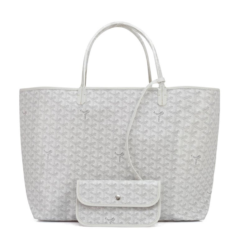 Goyard White St Louis GM Chevron Leather Canvas Tote Bag For Sale at 1stdibs