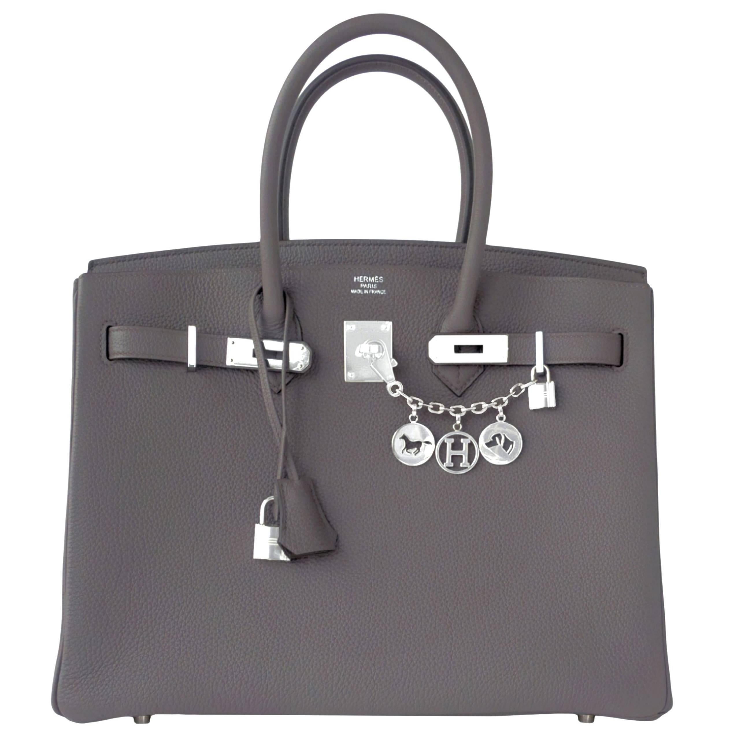 Hermes Etain 35cm Togo "Tin Grey" Palladium Hardware Birkin Bag 