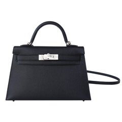 Hermes 20 cm schwarze Epsom Mini Sellier Palladium VIP Kelly Bag