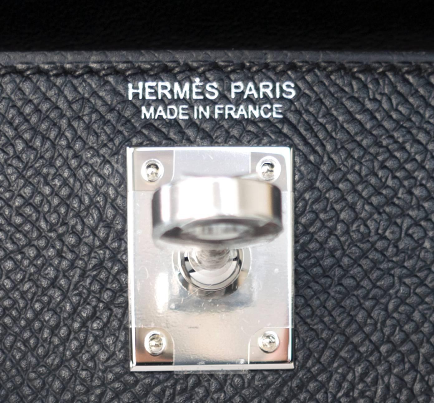 Women's Hermes 20cm Black Epsom Mini Sellier Palladium VIP Kelly Bag