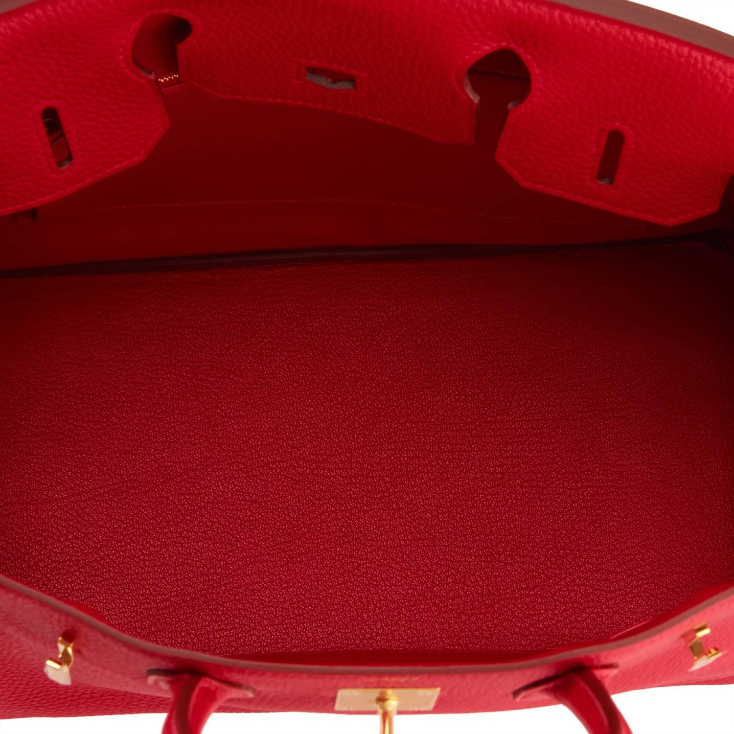 Hermes 30cm Rouge Casaque Red Clemence Gold Hardware Birkin Bag 1