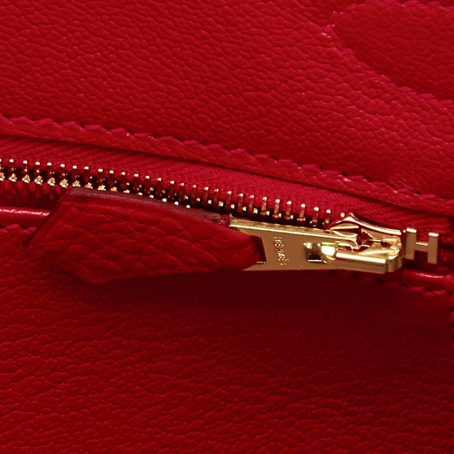 Hermes 30cm Rouge Casaque Red Clemence Gold Hardware Birkin Bag 2