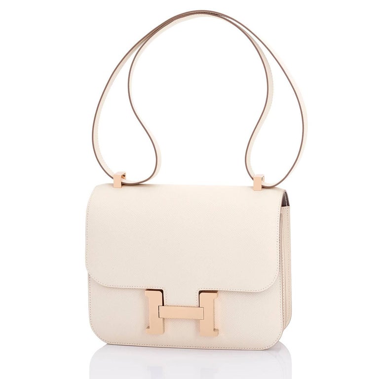 Hermes Constance mini Craie Epsom leather Rose gold hardware