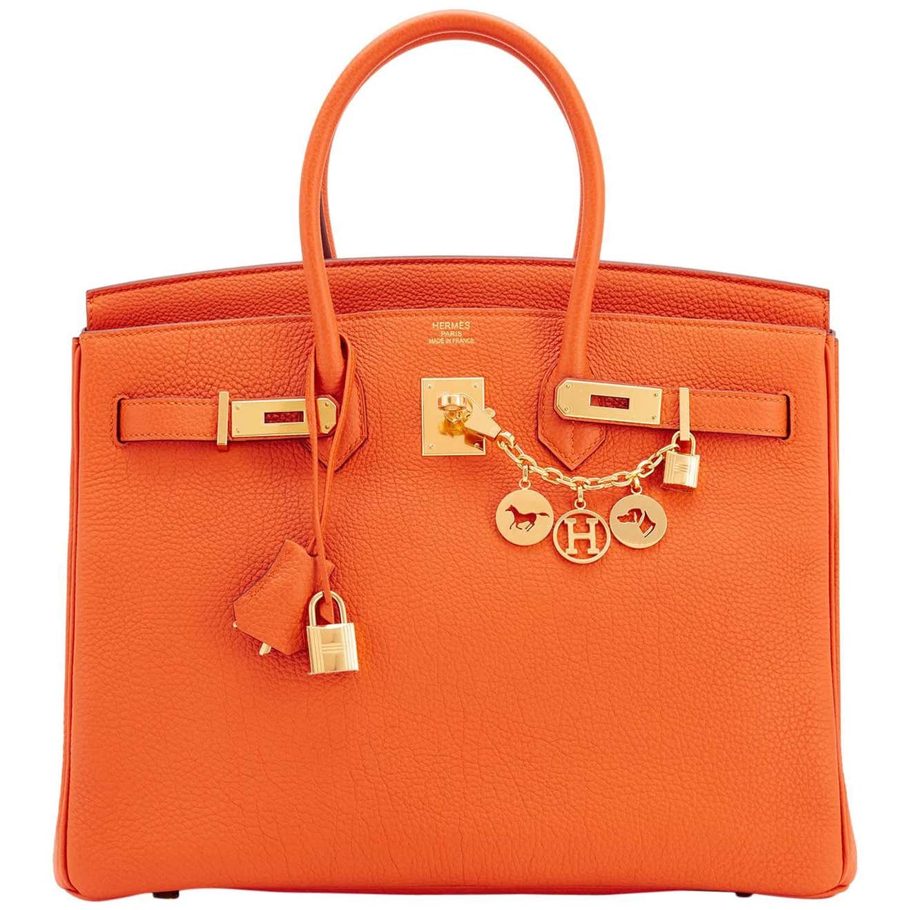 Hermes Classic Orange Togo Gold Hardware Birkin 35cm Bag For Sale at ...