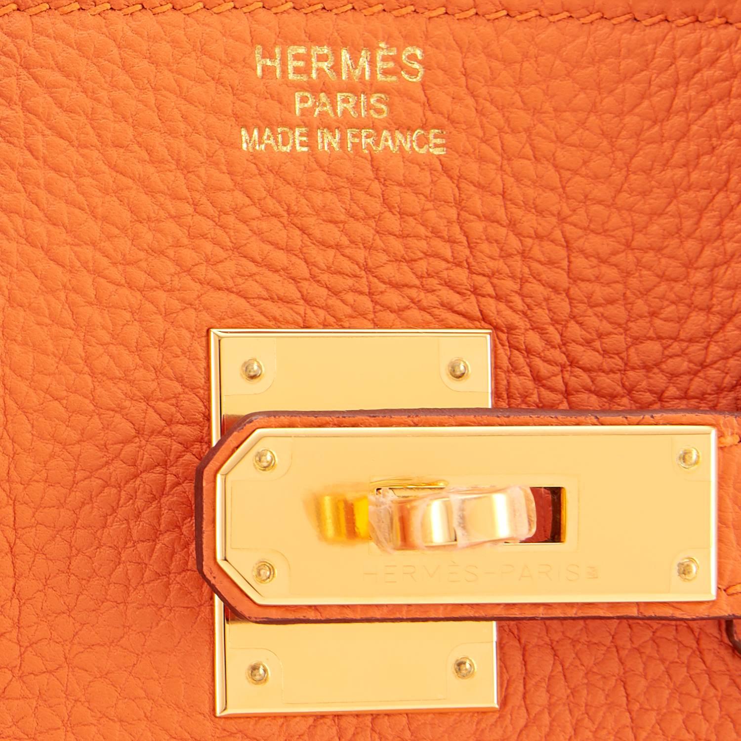Women's or Men's Hermes Classic Orange Togo Gold Hardware Birkin 35cm Bag
