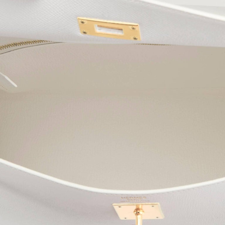 Hermes White Epsom Sellier Gold Hardware Kelly 32cm Shoulder Bag 2