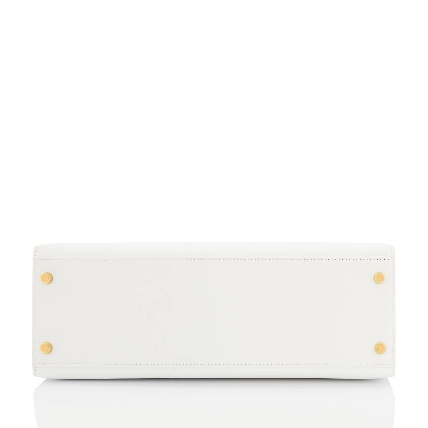 Gray Hermes White Epsom Sellier Gold Hardware Kelly 32cm Shoulder Bag
